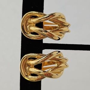 PAOLO GUCCI Gold Tone Twisted Clip-on Earrings